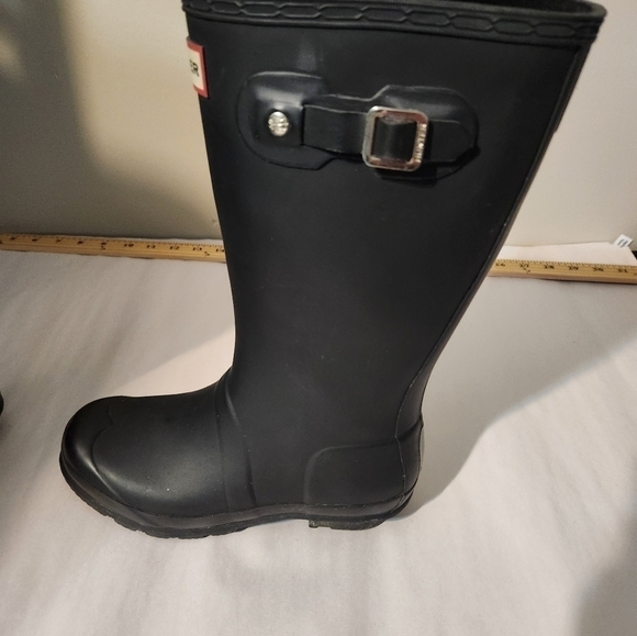 Hunter Original Tall Rain Boots/Wellies Youth Black Matte Unisex 3/B 4/G - Picture 5 of 11